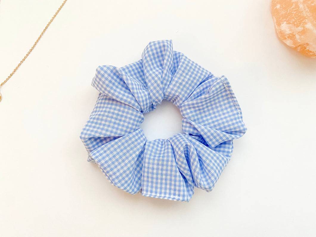 Blue Checkered Scrunchie